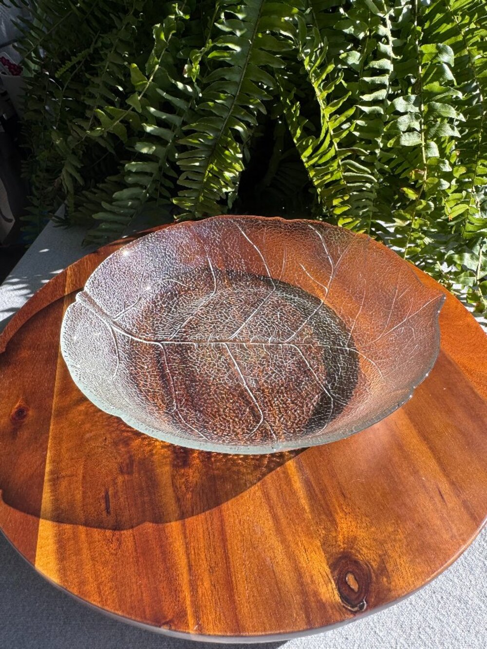 Vintage Arcoroc France Aspen Leaf Glass Bowl - 8.25" - Retro French Serving Dish